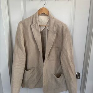 Alex Mill Natural Linen Jacket with Red Button